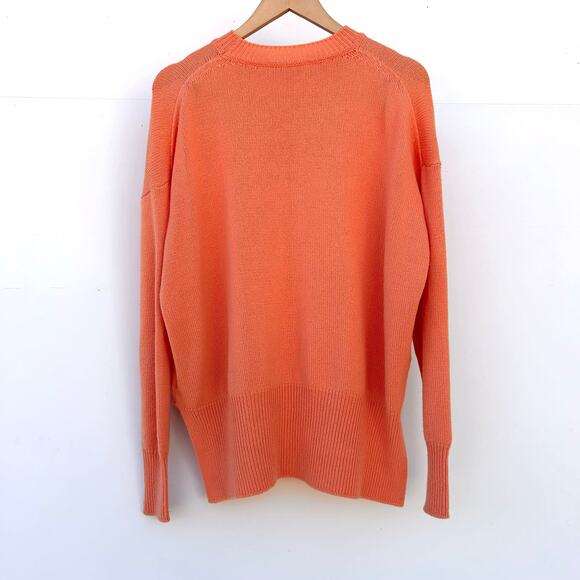 Jil Sander Drop Tail Long Oversized Sweater Small Pink Peach Jumper Crewneck - Picture 5 of 9